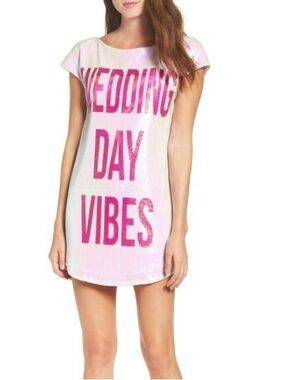 Hayley Paige Occasions Pink Sequin 'Wedding Day Vibes' Mini Dress